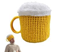 Cappello da birra lavorato a maglia 3D - Cappello elastico divertente, copricapo invernale caldo, aspetto accattivante | Cappello costume da festa per uomini, donne, adulti, feste festive, accesso
