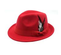 Cappello da birra tedesco Fedora tradizionale con piuma, per feste in costume da Oktoberfest ed eventi all'aperto, cappello da pescatore ragazza 52 (rosso, taglia unica)