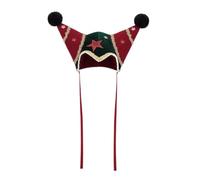 Cappello da buffone natalizio - Twin Horn & Star | Cappello da vacanza | Tessuto in poliestere elasticizzato 15,7 x 9,8 pollici, con paillettes dorate, accessorio cosplay unisex per adulti