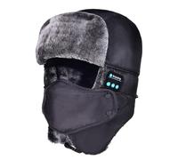 Cappello da cacciatore Bluetooth, unisex, invernale, con paraorecchie, per musica, caldo, antivento, in finta pelliccia, con cuffie e paraorecchie, per sci, ciclismo, Nero , Taglia unica