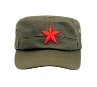 Cappello da Cadetto per Uomo Donna, Berretto Regolabile con Protezione Solare a Tesa Corta con Stella Rossa in Poliestere Cappello Militare Vintage da Indossare Ogni Giorno per Viaggi all'aperto