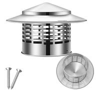 Cappello da Camino in Acciaio Inox 304, Comignolo Antivento e Antipioggia Rotondo, Copertura per Camino 4 5 6.3 7.5 10 11 16 20 22 cm, per Camino Esterno Tubo Della Stufa Topper(10 cm)