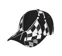Cappello da Camionista Black White Formula Checkered Flags Pattern Pieghevol papà Cappello Traspirante Cappelli da papà per attività Sport Corsa