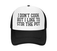 Cappello da Camionista da Donna, in Rete alla Moda, con Scritta Non cucino ma Mi Piace mescolare la pentola, per L'Estate