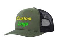 Cappello da camionista Richardson 112 ricamato personalizzato con il tuo logo personalizzato Cappellino Snapback in rete da camionista, Verde militare/Nero, S-4XL