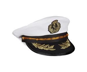 Cappello da capitano bianco Cappellino unisex Accessorio costume 58 cm 80 g