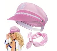 Cappello da capitano da donna, cappello da skipper con sciarpa, set per Halloween e feste in costume, cappello da marinaio regolabile per yacht crociera, cosplay, campus dramma ed eventi nautici