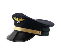 Cappello da capitano da pilota, cappello da capitano della linea aerea, in poliestere, per cosplay, cappello da capitano della marina, cappello regolabile per adulti