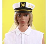 Cappello da capitano da sposa Cappello da skipper con velo Copricapo da maschera