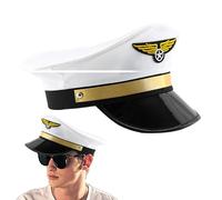 Cappello da capitano della linea aerea, classico, con ricamo dorato, cappello da capitano della compagnia aerea, per uomo, donna, uomo, adulto, accessorio per Halloween e feste in maschera