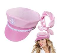Cappello da capitano della nave, cappello da skipper della barca | Berretto da marinaio rosa regolabile per ragazze - Eleganti cappelli da mare blu scuro per feste a tema nautico, addio al