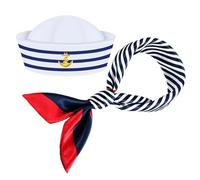 Cappello da capitano per uomo - Copricapo per costume da ufficiale marittimo con sciarpa decorativa, accessorio per feste a tema marinaio | Abito in stile navale per cosplay, eventi di crociera, teatr