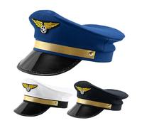 Cappello da capitano pilota - Copricapo per costume da comandante della compagnia aerea, cappello con visiera da ufficiale nautico, accessorio per uniforme da aviazione, accessorio per cosplay di voli