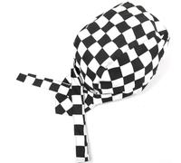 Cappello da chef per uomini e donne, cappello da cucina con teschio pirata, per personale di cucina, ristorante, regolabile, in cotone nero, per catering, panetteria (griglia bianca e nera)