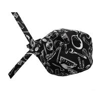 Cappello da chef per uomini e donne, cappello da cucina con teschio pirata, per ristorante, catering, regolabile, in cotone nero, per cottura e posate