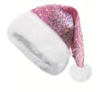 Cappello da collo da uomo di Natale personalizzato con paillettes di Santa Hat Halloween&New Year Festive Christmas Headwear Tataro Elettrico (Pink, One Size)