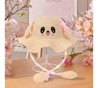 Cappello da coniglio per bambini, estivo, alla moda, con luce, in paglia, per