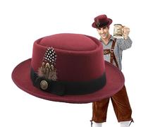 Cappello da costume bavarese 'Oktoberfest, bombetta nera | Costume bavarese tedesco 'Oktoberfest - Con emblemi di piume Abiti da donna ', per costumi ', Multiuso