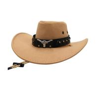 Cappello da Cowboy a Campana con Visiera Curva, Protezione Solare Unisex(Camel)