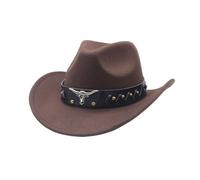 Cappello da Cowboy a Tesa Larga Occidentale Western Australia Grande Bordo Unisex Uomo e Donna in Feltro Vintage,Cappello da Cowboy Occidentale con Tesa Curva, Cappello di Lana con Tesa Larga