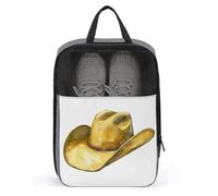 Cappello da cowboy ad acquerello in borsa per scarpe giallo burro per viaggi uso quotidiano anti-polvere custodia per scarpe da golf