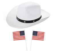 Cappello da cowboy bianco e bandiere degli Stati Uniti set concerto abito ele...