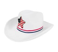 Cappello da cowboy, cappello patriottico con bandiera del 4 luglio, a tesa larga, stella a cinque punte, accessorio per costume occidentale per feste, sfilate, festival, barbecue, eventi all'aperto