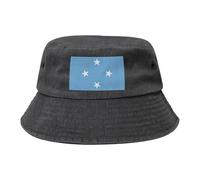 Cappello da cowboy con bandiera della Micronesia nero retrò e alla moda adatto per tutti i tipi di attività all'aperto, Nero , Taglia unica