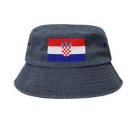 Cappello da cowboy con bandiera della Repubblica di Croazia, nero retrò e alla moda, adatto per tutti i tipi di attività all'aperto, blu navy, Taglia unica