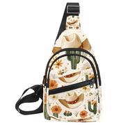 Cappello da cowboy con cactus western fionda laterale, zaino a tracolla, Multicolore 12., 11.8x7x1.5in/30x18x4cm