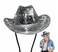 Cappello da cowboy, con glitter, da discoteca, a specchio, con paillettes, per uomo e donna