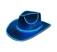 Cappello da cowboy con luci a LED e paillettes, alimentato a batteria | Cappello da cowboy con paillettes in stile occidentale con modalità di luce a LED per feste, festival, concerti