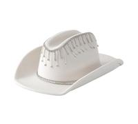 Cappello Da Cowboy Con Nappe E Strass Scintillanti Elegante Hat Da Cowgirl A Tesa Larga In Stile Western Da Donna Cappelli Da Cerimonia E Da Chiesa(White)