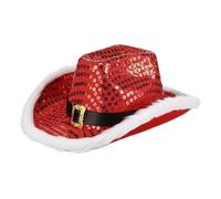 Cappello da cowboy con paillettes, accessorio festivo per copricapo, comodo design scintillante, materiale durevole e leggero con cinturino regolabile | Selezione di cappelli per feste di vacanza per