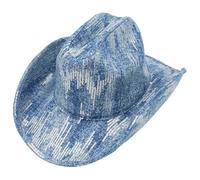 Cappello da cowboy con paillettes alla moda per tutte le stagioni, adatto per attività all'aperto, viaggi e street style., Blu, Taglia unica