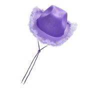 Cappello da cowboy con tesa di piume, cappello da cowboa, cappello da cowgirl da donna con tesa di piume, per addio al nubilato, costume a tema, travestimento da gioco di ruolo