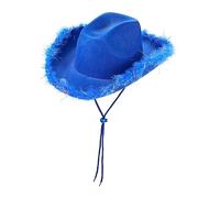 Cappello da cowboy da donna con visiera in piuma e LED, per addio al nubilato, feste in costume, giochi e travestimenti (blu reale)