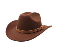 Cappello da Cowboy da Donna Occidentale da Uomo Autunno Inverno for Gentiluomo Lady Cowgirl Cappello da Jazz Cappello in Feltro a Tesa Larga per ombreggiare e Decorare(Brown)