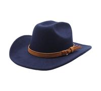 Cappello da Cowboy da Donna Occidentale da Uomo Autunno Inverno for Gentiluomo Lady Cowgirl Cappello da Jazz Cappello in Feltro a Tesa Larga per ombreggiare e Decorare(Dark Blue)
