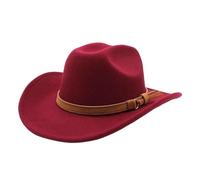 Cappello da Cowboy da Donna Occidentale da Uomo Autunno Inverno for Gentiluomo Lady Cowgirl Cappello da Jazz Cappello in Feltro a Tesa Larga per ombreggiare e Decorare(Wine Red)
