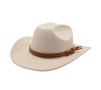 Cappello da Cowboy da Donna Occidentale da Uomo Autunno Inverno for Gentiluomo Lady Cowgirl Cappello da Jazz Cappello in Feltro a Tesa Larga per ombreggiare e Decorare(Beige)