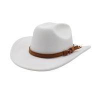 Cappello da Cowboy da Donna Occidentale da Uomo Autunno Inverno for Gentiluomo Lady Cowgirl Cappello da Jazz Cappello in Feltro a Tesa Larga per ombreggiare e Decorare(White)