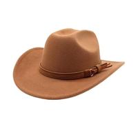 Cappello da Cowboy da Donna Occidentale da Uomo Autunno Inverno for Gentiluomo Lady Cowgirl Cappello da Jazz Cappello in Feltro a Tesa Larga per ombreggiare e Decorare(Khaki)