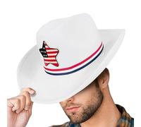 Cappello da cowboy da uomo, cappelli da cowboy da donna,Cowgirl della bandiera patriottica 4 luglio | Accessori per costumi classici, pannolini in feltro Wide Brim Western per la sfilata di festa