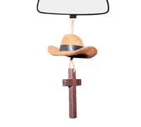 Cappello da cowboy, decorazione per auto, struttura in ABS, design rustico occidentale, ciondolo compatto e leggero, interno decorativo | per camion, SUV, berlina, vetrina, vetrina, parete