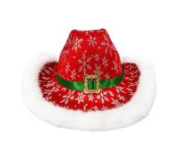 Cappello da cowboy di Natale - Tesa bianca per le vacanze per costume occidentale - Cappello occidentale di Natale | per spettacoli palcoscenici cosplay palle in maschera