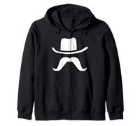 Cappello da Cowboy e Baffi Divertente Silhouette Scuro Felpa con Cappuccio