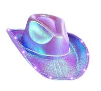 Cappello Da Cowboy ED - Cappello Da 15,75 Pollici | Design In Tessuto Perlescente, Accessorio Da Festival Illuminato Con Tesa Larga, Struttura Durevole Che Aggiunge Un'atmosfera Divertente, Ideale Per