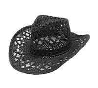 Cappello da cowboy estivo da donna e uomo, modellabile, cappello da sole scavato per il compleanno, Nero , Taglia unica