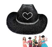 Cappello da cowboy glitter per uomini, cappello da cowboy occidentale - Cappello da in discoteca scintillante occidentale - Testa di festa, in costume per la festa di addio al nubilato di Hallo